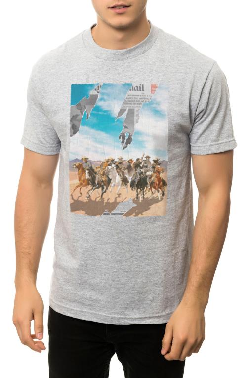 The Cowboy News Tee in Heather Grey