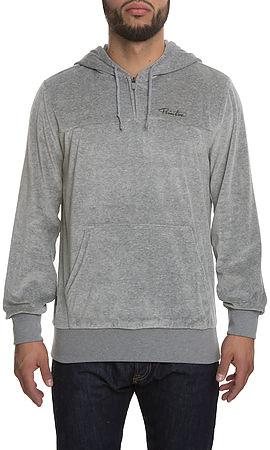 The Velour Quarter Zip Hoodie In Grey