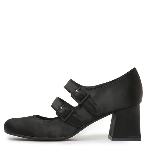 Bickle Black Satin Heels