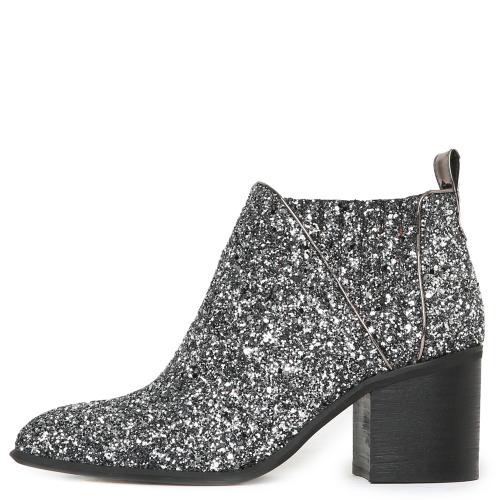 Viggo Glitter Pewter Heeled Booties