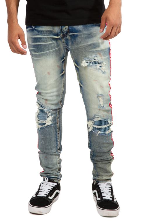 Willups Stripe Denim in Blue/Red