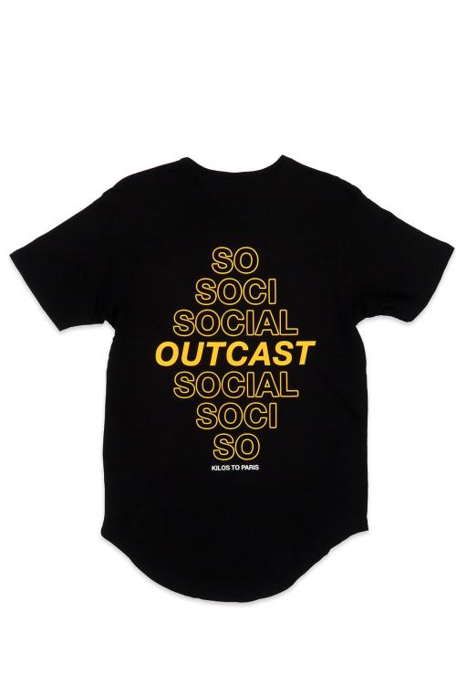Social Outcast Scoop Tee in Black and Yellow