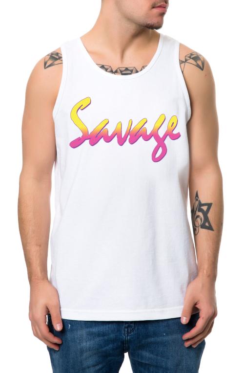 The Savage Script Tank Top in White