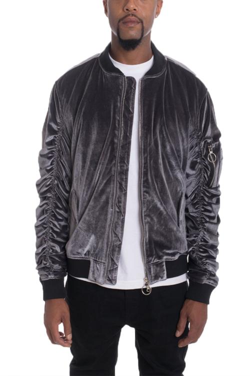 SCRUNCHED VELOUR BOMBER