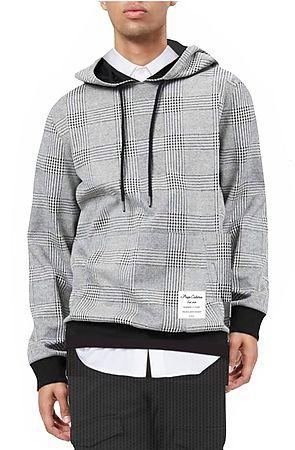 Houndstooth Plaid Hooded Sweater