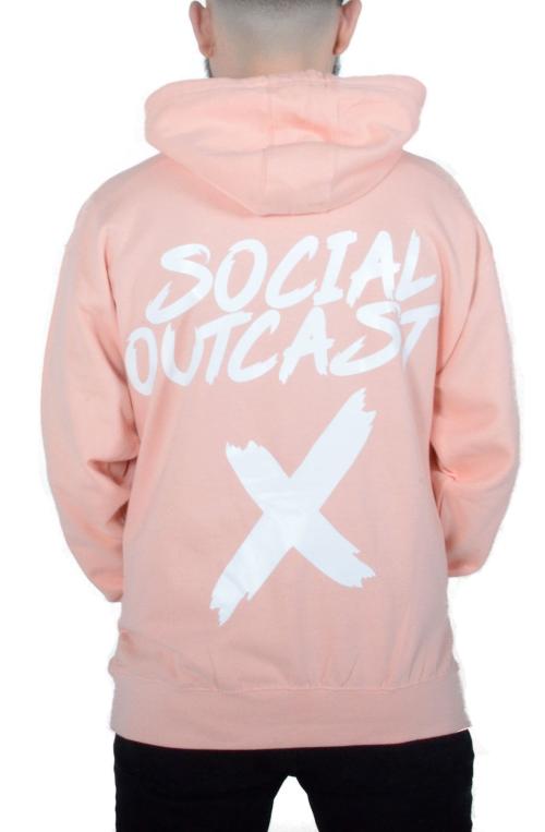 Social Outcast Hoodie in Pink and White