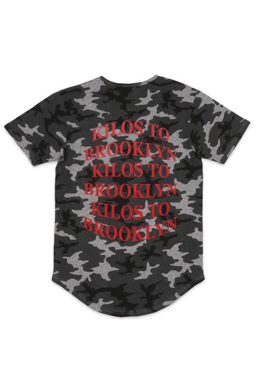 Kilos To Brooklyn Scoop Tee in Gray Camo