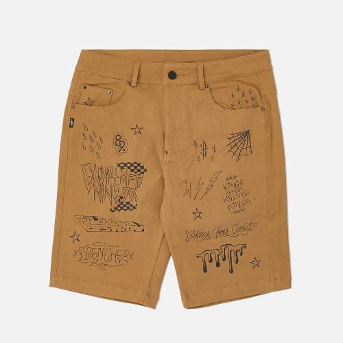 Scribblez Work Shorts Tan