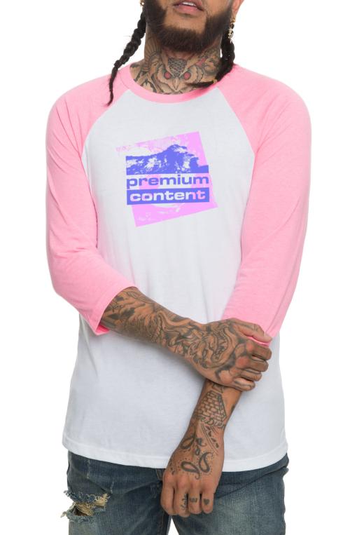 The Wave Crest Raglan in Neon Pink and White (Pink Sleeves)