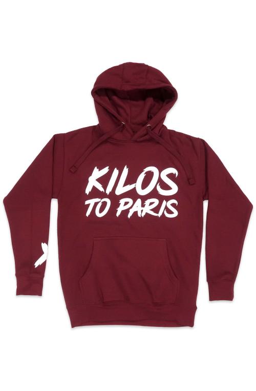 Kilos To Paris V2 Hoodie in Burgundy and White