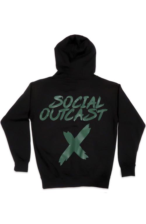 Social Outcast Hoodie in Black and Dark Green
