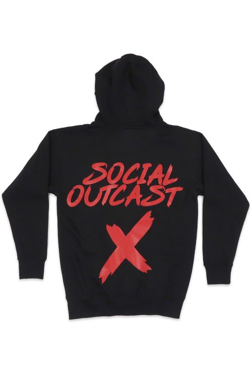 Social Outcast Hoodie in Black and Red
