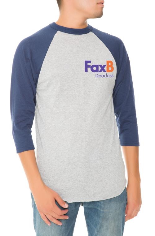 The Fax B Raglan in Heather Grey and Navy