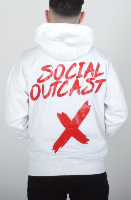 Social Outcast Hoodie in White and Red