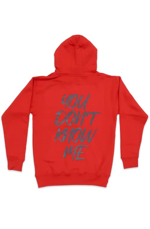 You Don't Know Me Hoodie in Red and Gray