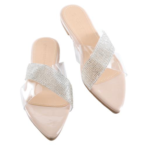 Carmia-08 Cross Strap Pointy Sandals