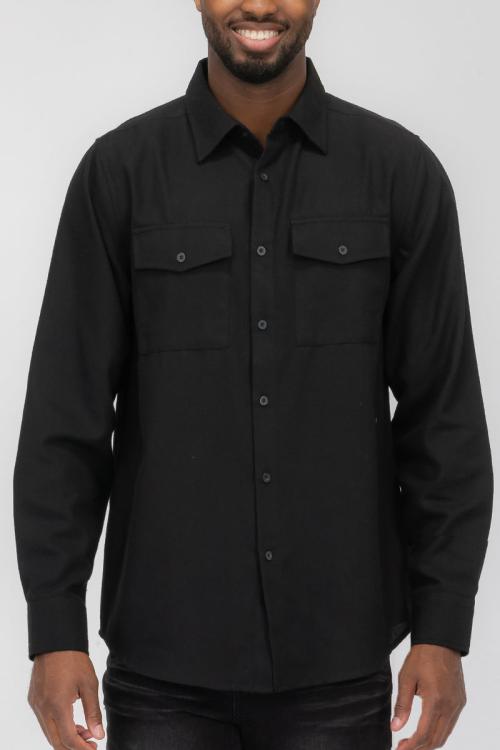 Throwback Two Pocket Solid Flannel