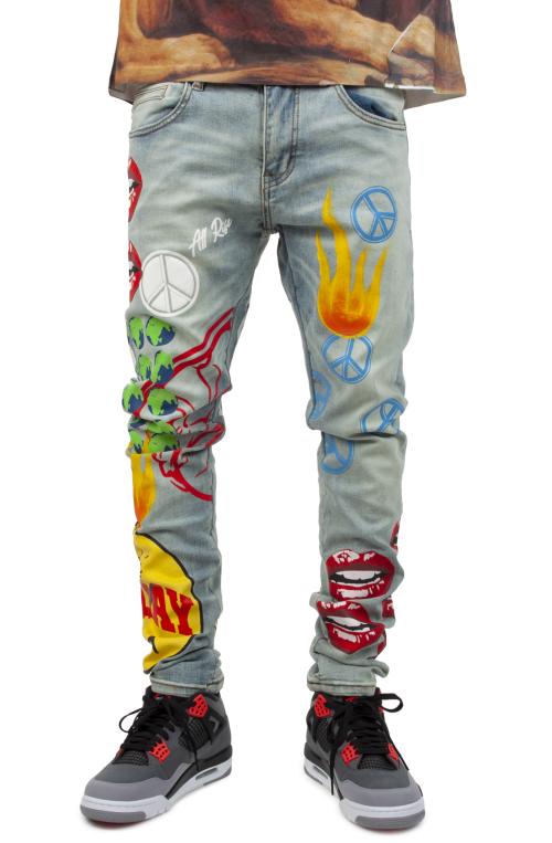 Peace Painted Slim Fit Jeans