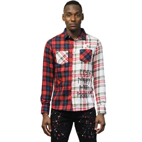 CERISE Men's Premium half & half flannel Button-down Shirt