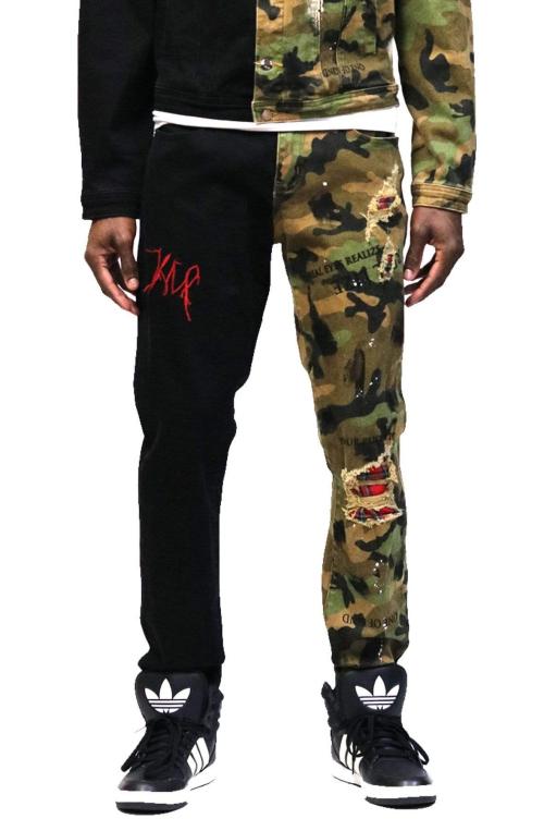 Bistre Premium Washed Skinny Half and Half Twill Pants