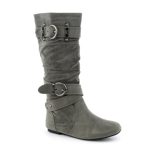 Mid-Calf Flat Boot Sally-4-S Grey