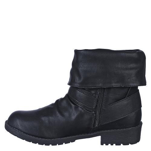 Fold Down Leather Boot Sotila-6 BLACK
