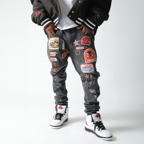 On 1 Patch Denim Jeans Black