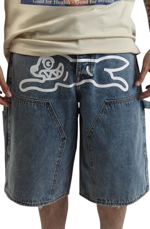 Double Scoop Distressed Denim Carpenter Shorts