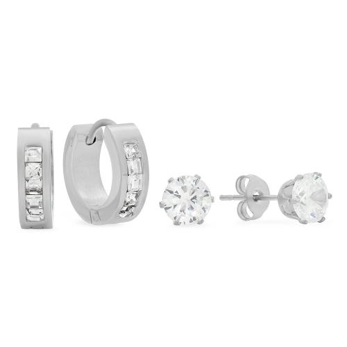 Classic Huggie + CZ Stud Set