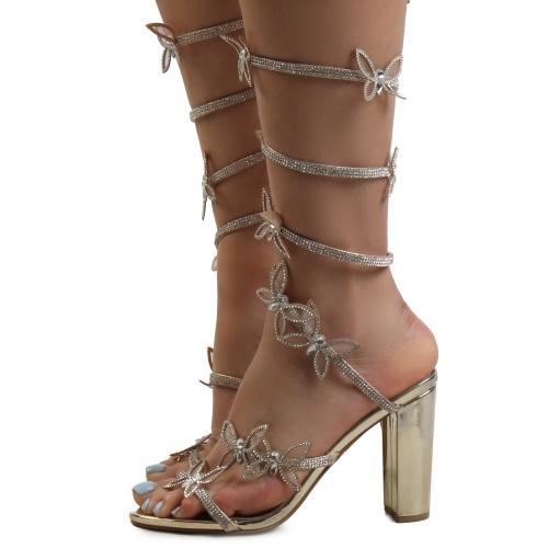 Morris-636 Wrap around Butterfly Rhinestone High Heels