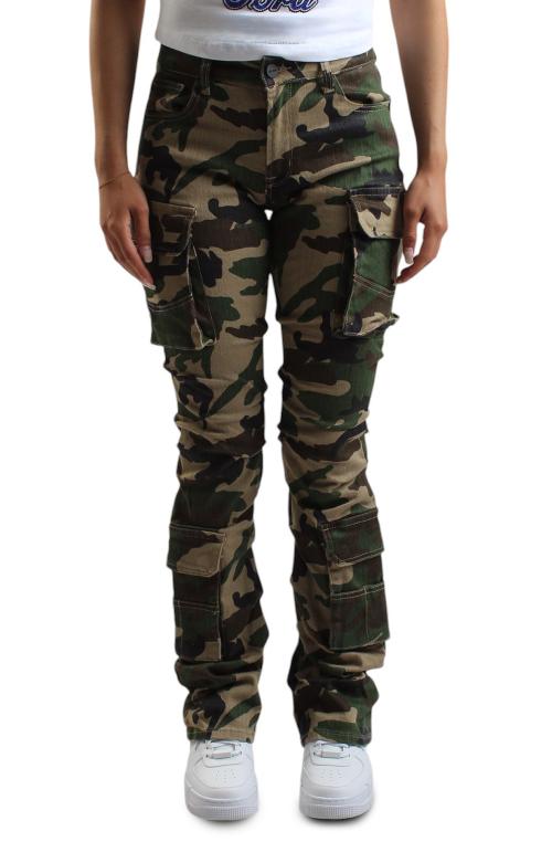Camo Mid Rise Stacked Jeans