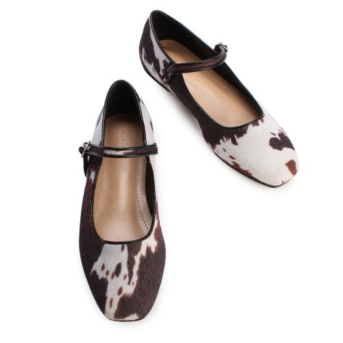 Cow Print Mary Jane Flat