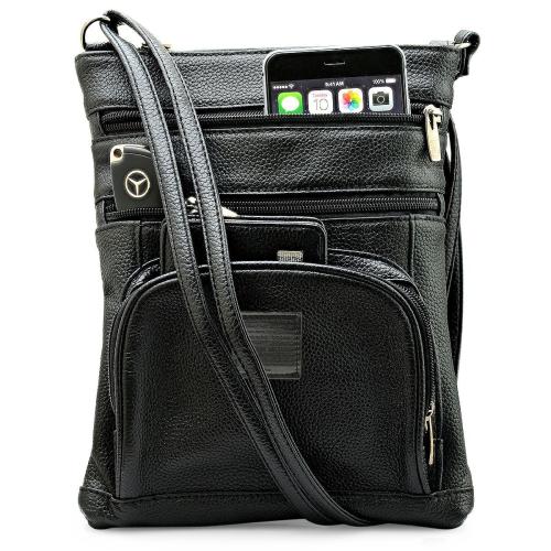 SteelTime Unisex Leather Crossbody Bag With Serenity Prayer