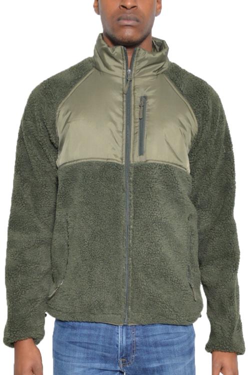 Sherpa Fleece Cut Out Full Zip Jacket