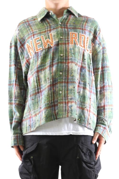 WELD Long Sleeve Washed Flannel Crop Top Button Down Shirt