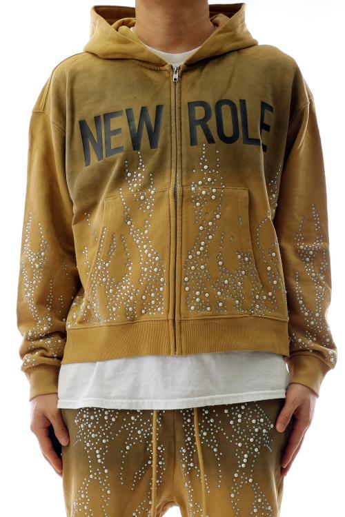 HUSK French Terry Long Sleeve Crop Top Full Zip Hoodie