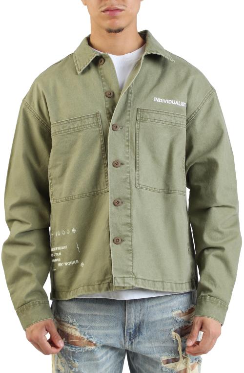 Printed Military Long Sleeve Shirt