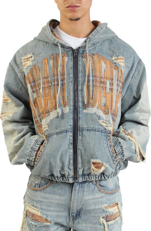 Grandeur Plaid Denim Hoodie Jacket