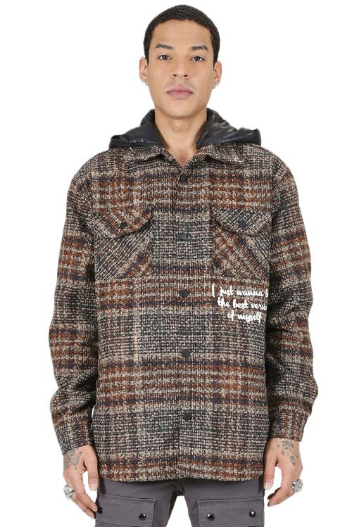 AVRY Men's Oversize Heavy Flannel Outer Shirket with detachable Cire Hoodiw