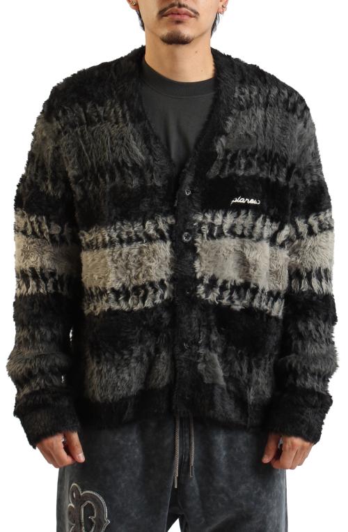 Zig Zag Stich Fuzzy Cardigan