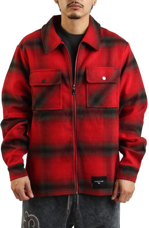 Shadow Plaid Zip Flannel Shirt