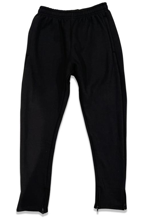Stay Winning Black Embroidered Zipper Sweats