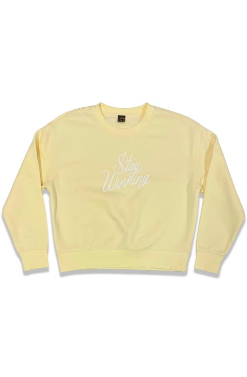 Stay Winning Original Script Yellow Crewneck Women Sweater