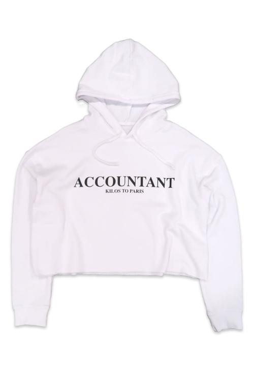 Accountant Crop Hoodie in White