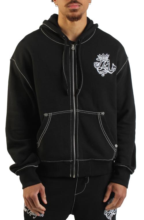 Logo Crest Big T Boxy Zip-Up Hoodie