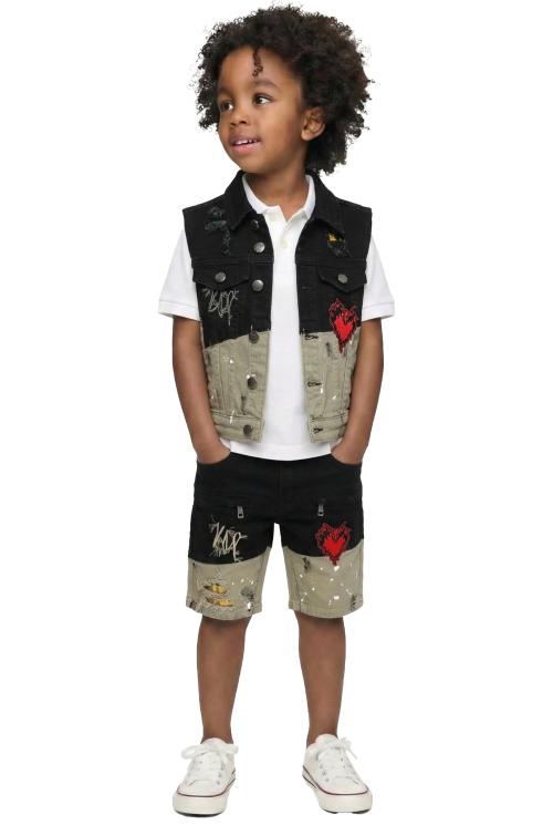 Flynn Kid's Premium Washed Denim Vest Jacket only